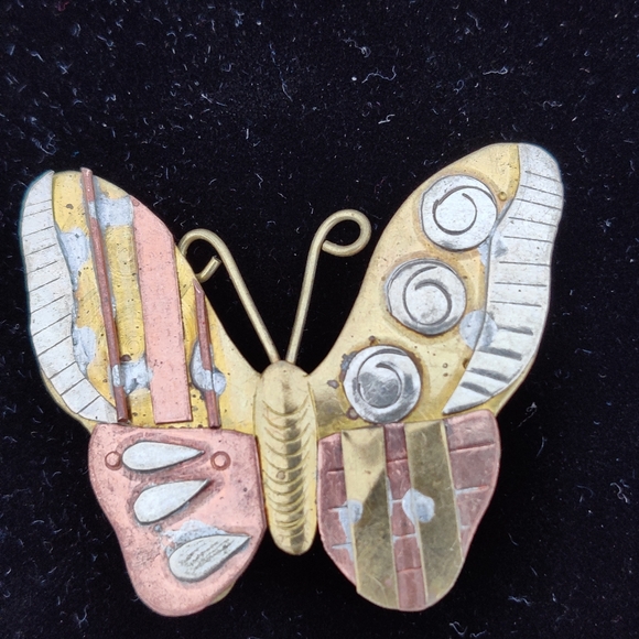 Vintage Jewelry - Vintage 1920-30s 2" mixed metals butterfly brooch